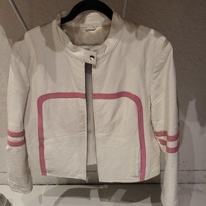 White and Pink Leather Jacket